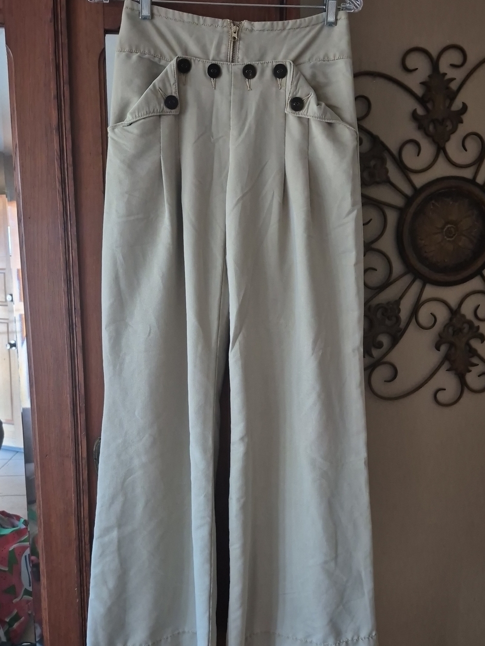 Anthropolgie  Elevenses Wide-Leg Pants with Button Detail